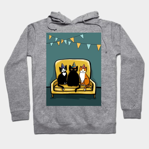 Party Hat Cats Hoodie by KilkennyCat Art